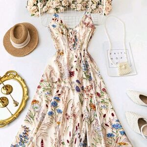 Floral Cream Maxi Dress